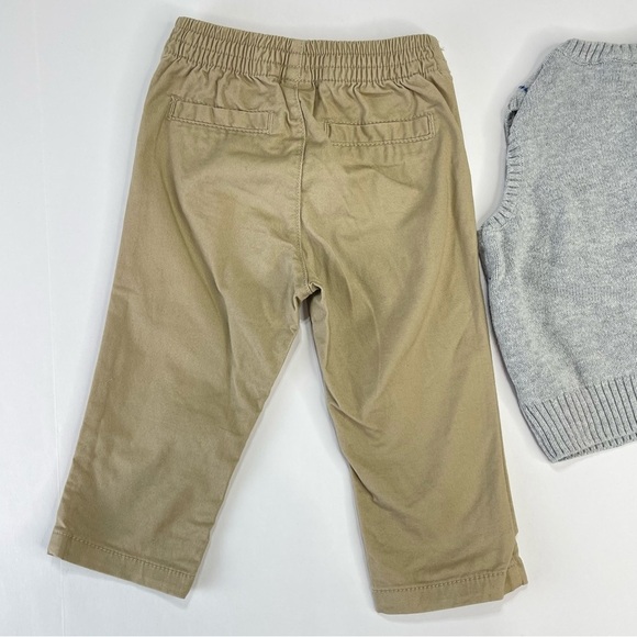 Bundle kids 2 piece 3-6 month khaki pants and vest sweater - Picture 10 of 10